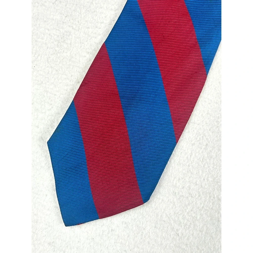 Sears Necktie Mens OS Blue Red Striped Vintage Retro Preppy Academic Collegiate